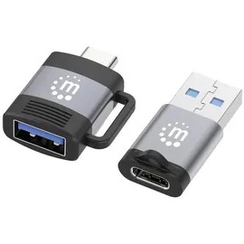 Manhattan USB-C auf USB-A Adapter Schwarz/Grau