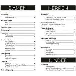 Preistafel Damen und Herren mit Stift