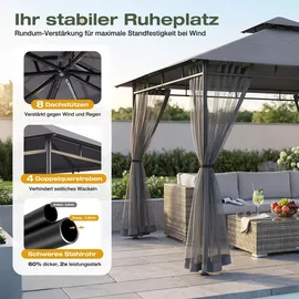 Sekey Pavillon 3 x 3 m inkl. 4 Seitenteile Grau