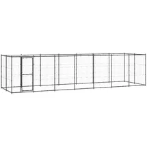 vidaXL Outdoor-Hundezwinger mit Überdachung 16,94 m2 Stahl Schwarz