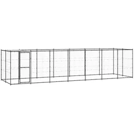 vidaXL Outdoor-Hundezwinger mit Überdachung 16,94 m2 Stahl Schwarz