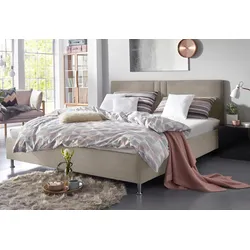 Polsterbett "Elba", beige (dunkelbeige), B:170cm L:210cm, Bezug Bett: Microfaser (100% Polyester) oder Strukturstoff (77% Polyester, 23% Viskose), Bonnell-Federkernmatratze: 51% Polypropylen, 39% Polyester und 10% Baumwolle, Kaltschaummatratze: 100% Polyester, Bezug abnehm- und waschbar bis 60u00b0C, WESTFALIA SCHLAFKOMFORT, Betten, wahlweise mit LED-Beleuchtung
