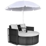 DOTMALL Gartenlounge-Set Gartenbett mit Sonnenschirm Braun Poly Rattan weiß