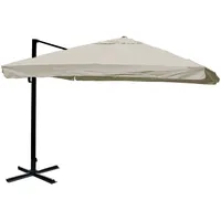 Mendler Gastronomie-Ampelschirm HWC-A96, 3,5x3,5m (Ø4,95m) Polyester/Alu 25kg Flap, creme-grau