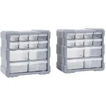 vidaXL Multi-Schubladen-Organizer 2 Stk. 12 Schubladen 26,5x16x26 cm