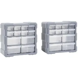 vidaXL Multi-Schubladen-Organizer 2 Stk. 12 Schubladen 26,5x16x26 cm