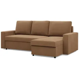 mebligo Ecksofa mit Schlaffunktion NEO mit gerader Armlehne, 231x140cm Braun - Braun