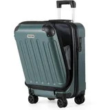 TANTOMI Handgepäck Koffer mit Laptopfach Erweiterbar, Hartschalenkoffer mit Zahlenschloss, Reisekoffer mit 360°-Drehrollen (50 x 36 x 24 cm) (Helles Dunkelgrün, M, 43L)