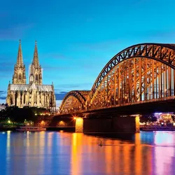 EUROART Glasbild 30 x cm Cologne Cathedral Glas Blau