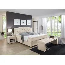 Home Affaire Boxspringbett HOME AFFAIRE "Claire", beige (creme), B:162cm L:214cm, Strukturstoff Bezug (100% Polyacryl), Komplettbetten, Boxspringbett, mit Vollmassiv-Unterbox, incl. Topper, verschiedene Härtegrade