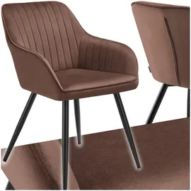 Tectake Esszimmerstuhl gepolstert Samtoptik Braun/Schwarz