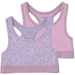NAME IT Mädchen Nkfshort Top 2p Pastel Lilac Dot Noos Bustier, Pastel Lilac, 134-140
