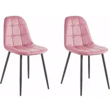 loft24 Esszimmerstuhl Lamar (Set, 4 St), pflegeleichter Kunstleder Bezug mit Knopfheftung rosa