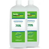 ferdoclean 2 x 1000ml Isopropanol 70% | Lösungsmittel 2L / 2000ml IPA Alkohol Reiniger für Haushalt, Küche, Auto & mehr | Fettentferner Reinigungsmittel