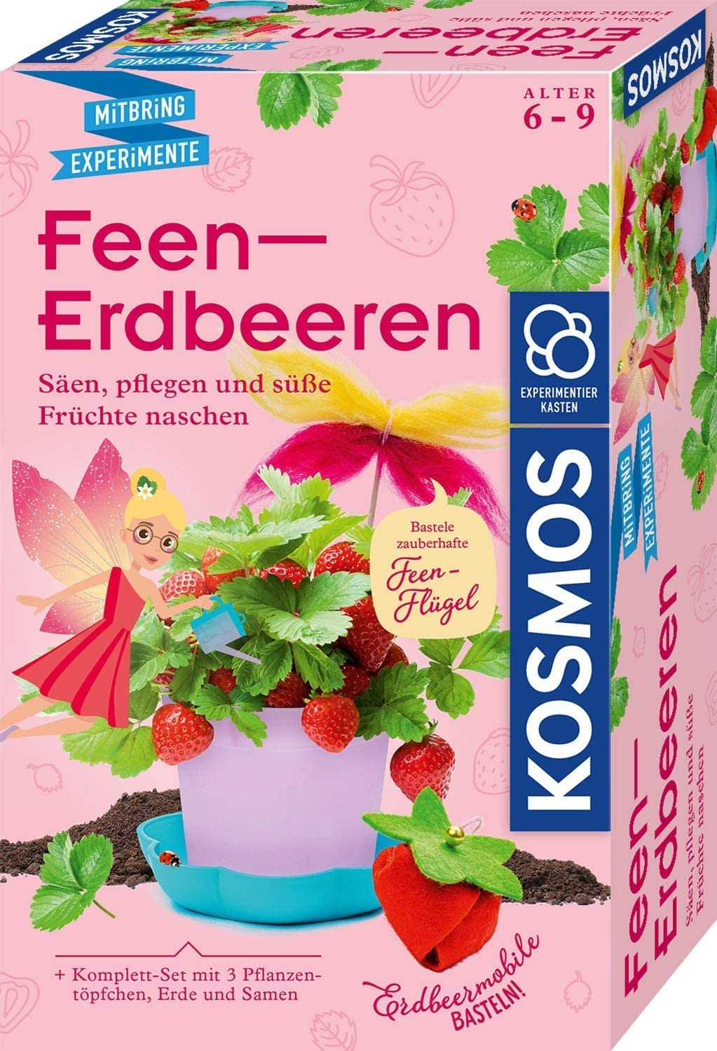 KOSMOS 657819 Feen-Erdbeeren Experimentierset für Kinder, Mädchen ab 6 Jahren, Planzset für Kinder, Experimentier-Set für Kinder