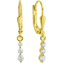Paar Ohrhänger FIRETTI "Schmuck Geschenk Gold 375 Ohrschmuck Ohrring Stäbchen", gold (gelbgoldfarben, kristallweiß, kristallweiß), Ohrringe, Damen, Gelbgold 375, mit Zirkonia (synth.)