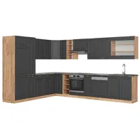 Vicco Eckküche Fame-Line, Landhaus Eiche Anthrazit Landhaus/Goldkraft 257 x 347 cm ohne Arbeitsplatte,