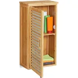 Relaxdays Bad Hängeschrank, Bambus, 2 Fächer, höhenverstellbarer Einlegeboden, Badschrank HxBxT: 66 x 35 x 20 cm, Natur, 1 Stück