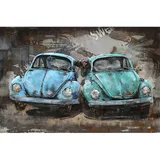 Garden Pleasure Wandbild 3D blaue Autos, Metall