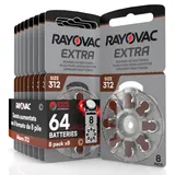 64 Hörgerätebatterien Rayovac Extra Size 312-8 Blister mit 8 Batterien