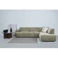 Ecksofa ANDAS "Linkka" Sofas Gr. B/H/T: 282cm x 75cm x 223cm, Chenille, Ottomane rechts, grün L-Form, in einem weichen Chenille-Stoff, mit Wellenunterfederung