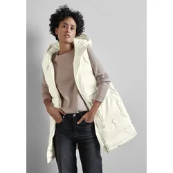 Steppweste STREET ONE, Damen, Gr. 46, beige (snow cream), Stoff, 100% Polyester, unifarben, casual, gerade Po-bedeckend, ohne Ausschnitt, Westen, wasserabweisend
