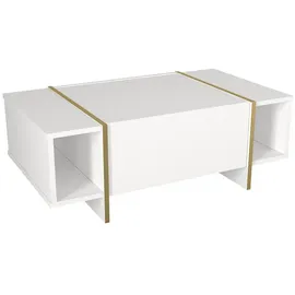 [en.casa] Couchtisch Tavak 104x60x38 cm Weiß/Gold [en.casa]
