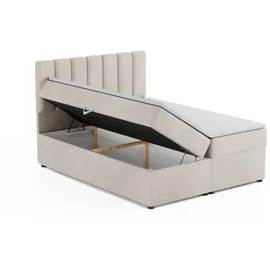 dein schlaf 24 Boxspringbett ROCK 120x200 Velour Creme H4 - Beige