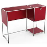 Viasit System4 Schreibtisch rubinrot rechteckig, Rundrohrgestell silber 116,0 x 41,0 cm