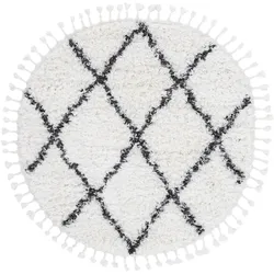 Hochflor-Teppich CARPETFINE "Eddy", schwarz, H:30mm Ø:120cm, Polyester, Teppiche, Fransenteppich, Shaggy Langflor mit Fransen, starke Größenauswahl, Wohnzimmer