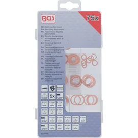 BGS 8144 | Dichtring-Sortiment Kupfer Zollgrößen für Öl-Ablassschrauben 75-tlg.