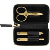 Zwilling Maniküreset (3 Teilig, Schwarzes Echtleder Etui, Pflege für Hände und Füße, Reiseset, mit Nagelschere), Premium, Gold Edition