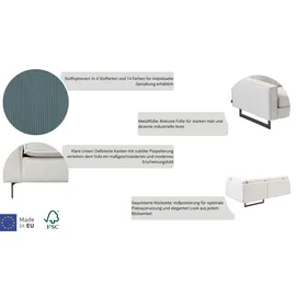 PLACES OF STYLE Ecksofa »Pinto, XXL, 250/290 cm, langer Schenkel, Ottomane«, Cord, Chenille, Lederoptik, mit Keder, Metallfüße, Wellenunterfederung