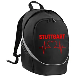 multifanshop Rucksack - Stuttgart - Herzschlag - Druck rot - Tasche
