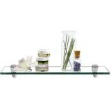 Swanew - Glasablage Glasregal ideal für Bad, Dusche und zur modernen Dekoration mit Halterung aus Edelstahl 8 mm 50x10 cm Klarglas