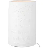 Gilde Tischleuchte Zuhause Herz Porzellan weiß mit Spruch Höhe 28,5 cm Lampe Beleuchtung Dekoration Wohnaccessoire