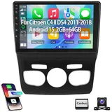 ESSGOO Carplay Für Citroen C4 II DS4 2011-2018 Android 15 Autoradio GPS Navi Autoradio (Digitalradio (DAB), 4+64GB(optional), RDS, AM, FM, Carplay Android Auto Bluetooth EQ USB GPS Navi WIFI Touchscreen) schwarz