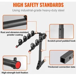 Vevor Fahrradträger zur Anhängerkupplung, 4-Fahrrad-Plattform-Stil, 68 kg Kapazität, Fahrradträger-Kupplung für 50,8 mm Empfänger, Zusammenklappbarer Fahrradträger für Auto, Lkw SUV, Rechteckige Schnittstelle