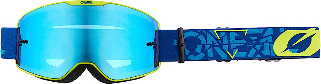 Oneal B-20 Strain V.22 Motorcross bril, blauw-geel, Eén maat