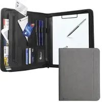 Vebon Vebon® Schreibmappe New York, Kunstleder, phantomgrau, A4, mit Klemmbrett, Tabletfach 13'' + Reißverschluss