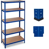 Relaxdays Schwerlastregal 5 Ebenen Stahl 180 x 90 x 45 cm blau
