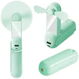 CNMTCCO Handventilator,5 in 1 Mini Ventilator,USB Akku [Bis zu 13-20 Stunden Kühlzeit]mit Hängendes Seil,Powerbank,Taschenlampe,Spiegel und Handyhalterung für Reisen,Sommer,Geschenke für Frauen(Grün)