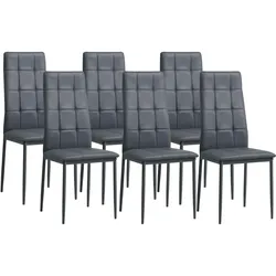 Albatros Esszimmerstühle RIMINI 6er Set, Grau - Edles Italienisches Design, Polsterstuhl Kunstleder-Bezug, Modern und Stilvoll am Esstisch