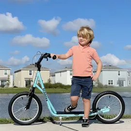 Homcom Kinderscooter mit Handbremse blau