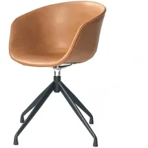 KAWOLA 4x KAWOLA Stuhl DANI Esszimmerstuhl mit Drehfunktion Kunstleder cognac