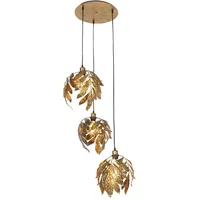 QAZQA Vintage Hängelampe Antik Gold rund 3-flammig - Linde