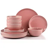 Retsch Tafelservice RETSCH ARZBERG "Geschirr-Set, Service HALO BUBBLE GUM", rosa (rosa, weiß), 12 tlg., Steinzeug, Geschirr-Sets, Klare Farben und Klare Formen - 12 Teile, für 4 Personen