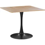 BELIANI Esszimmertisch Heller Holzfarbton / Schwarz Quadratisch 90 x 90 cm MDF-Platte Metall Modern Minimalistisch - Braun/Schwarz