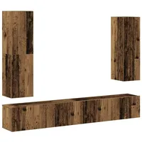 VidaXL 4-tlg. TV-Schrank-Set Wandmontage Altholz-Optik Holzwerkstoff