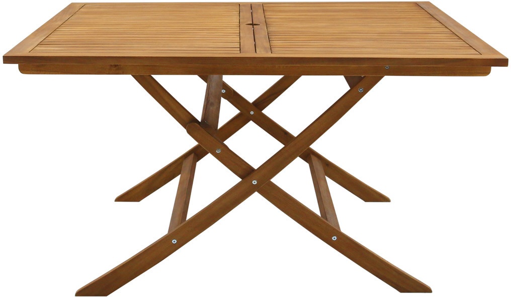 Table de jardin pliante carrée en bois massif L140 cm SANTIAGO